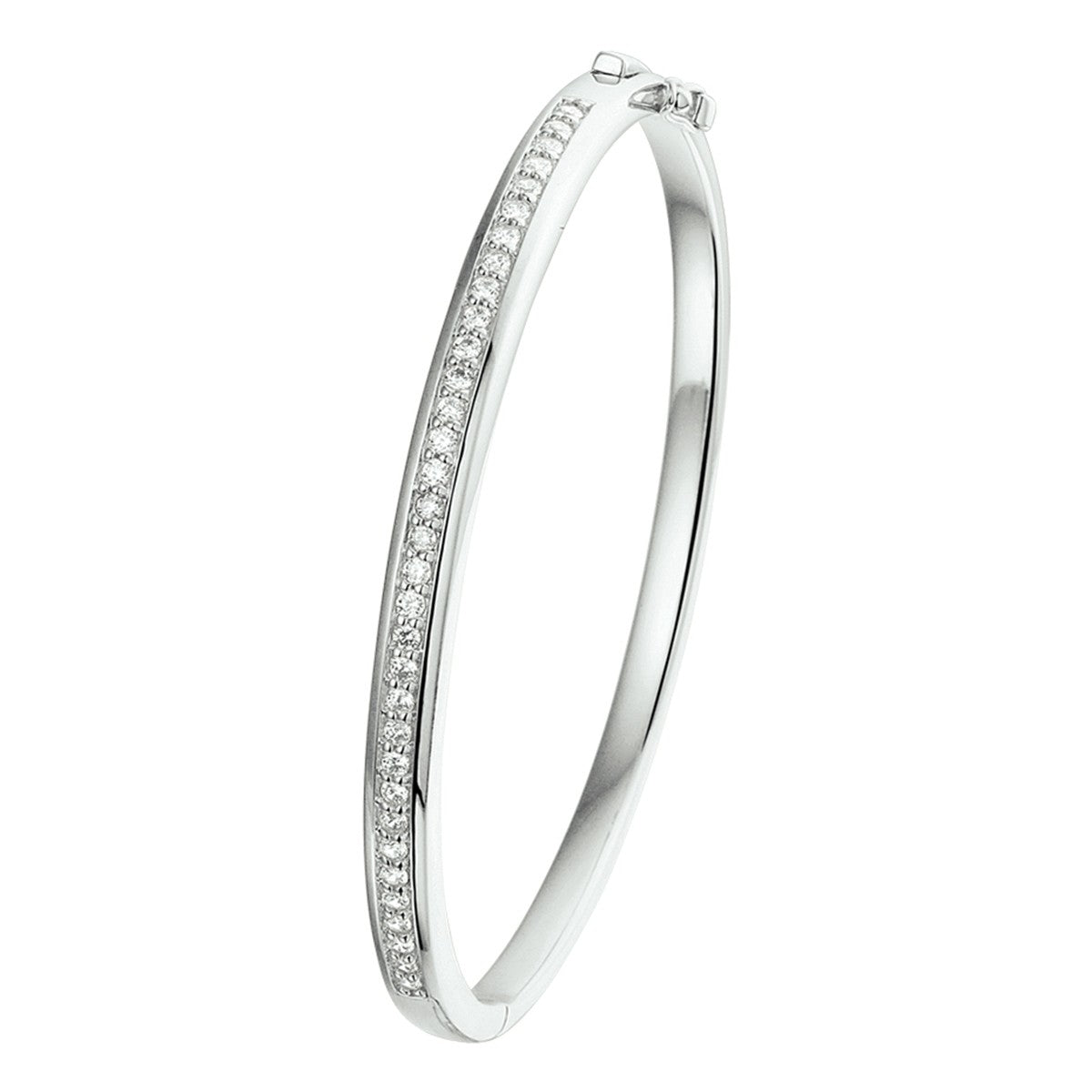 Zilver Gerhodineerd Bangle Scharnier Zirkonia 4,5 X 58 Mm 1325827 - PansiteNederland.nl