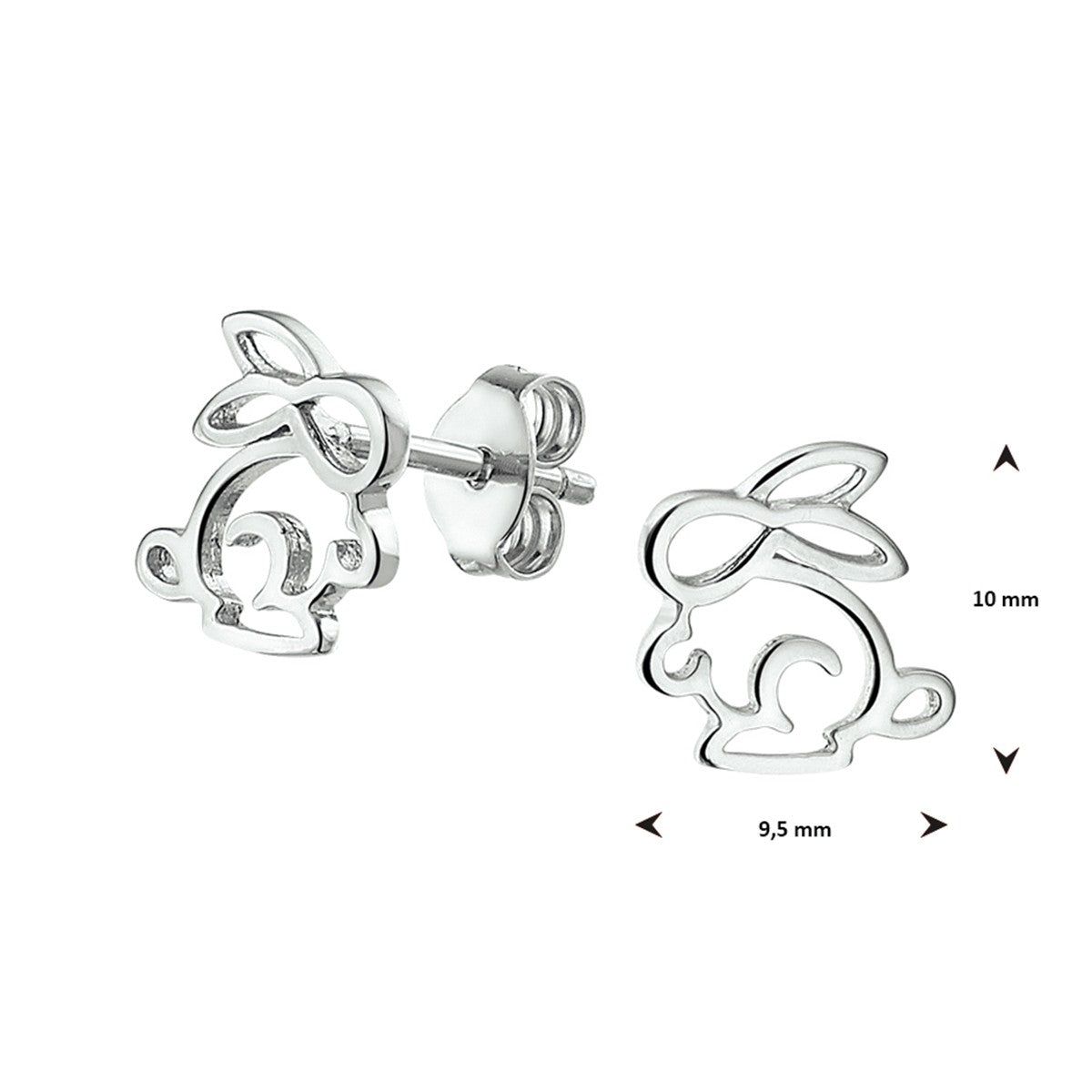 Zilver Gerhodineerd Oorknoppen Konijn 1325879 - PansiteNederland.nl