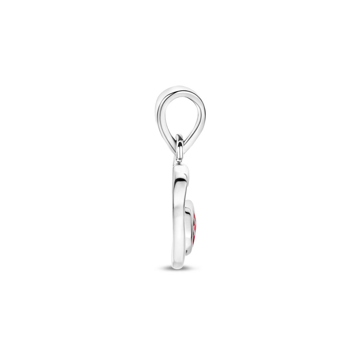 Hanger hart lieveheersbeestje emaille zilver
