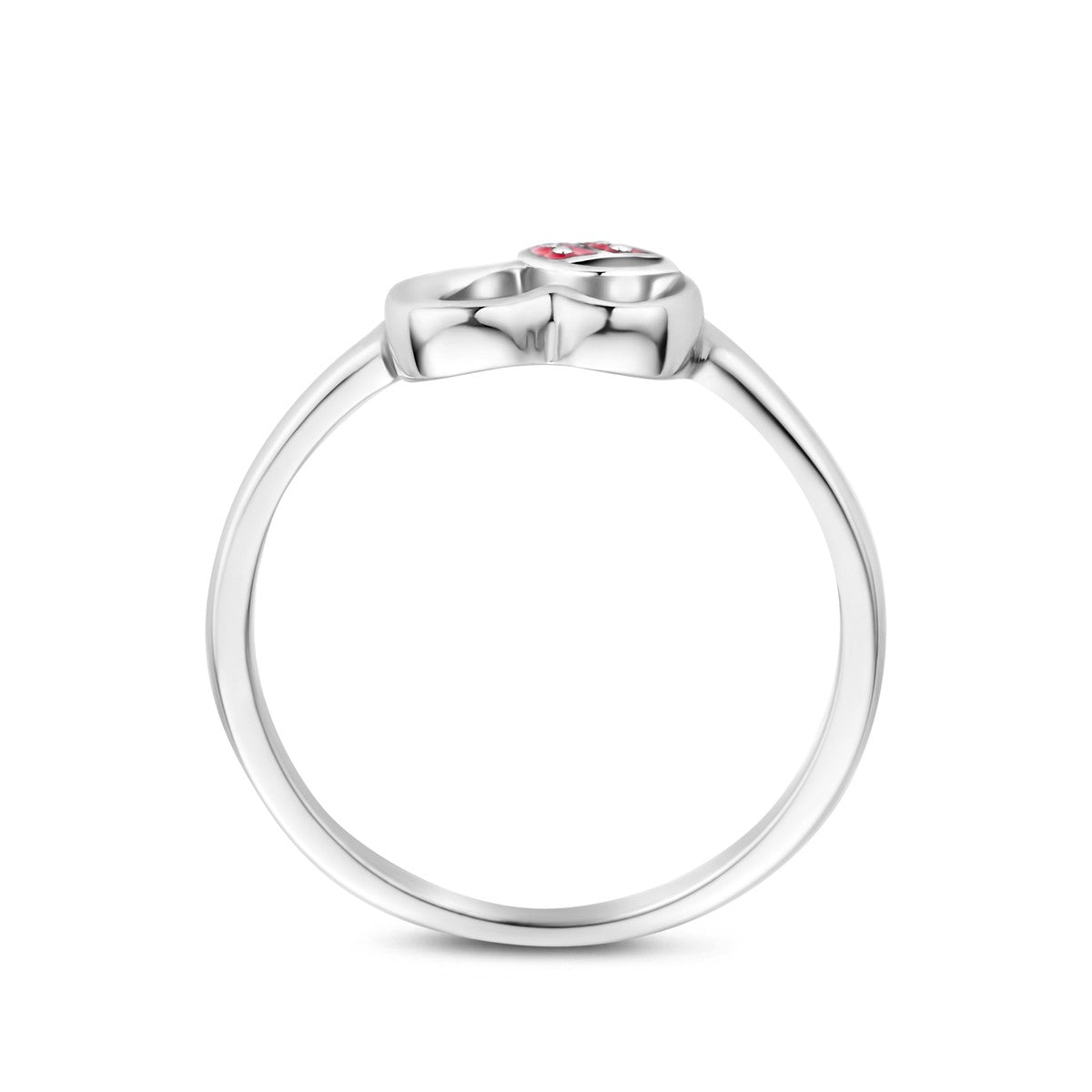 Ring hart en lieveheersbeestje emaille zilver