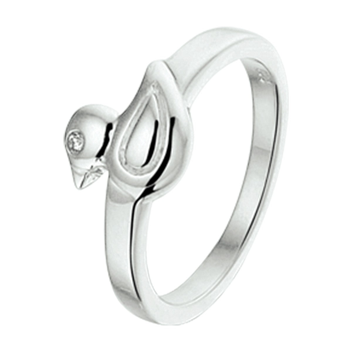Gerhodineerd Zilver Ring Eend Met Zirkonia 1325962 - PansiteNederland.nl