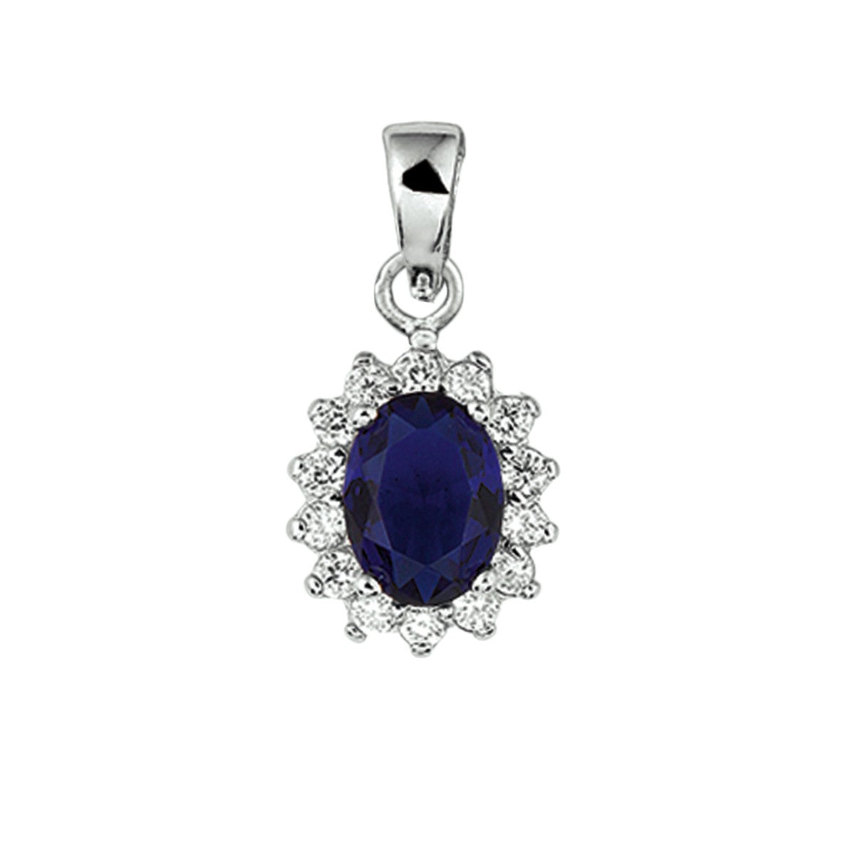 zilver gerhodineerd hanger zirkonia en synthetische saffier halo 1326155 - PansiteNederland.nl