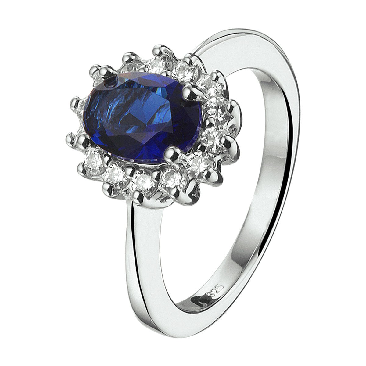 Gerhodineerd Zilver Ring Met Zirkonia En Synthetische Saffier 1326187 - PansiteNederland.nl