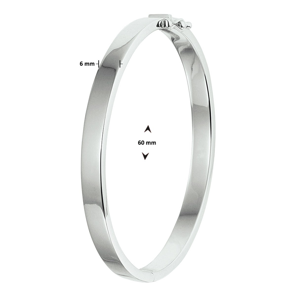 Zilver Gerhodineerd Bangle Scharnier Massief 6 mm 1326298 - PansiteNederland.nl