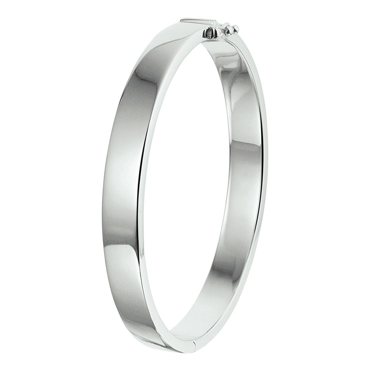 Zilver Gerhodineerd Bangle Scharnier Massief 8 mm 1326299 - PansiteNederland.nl