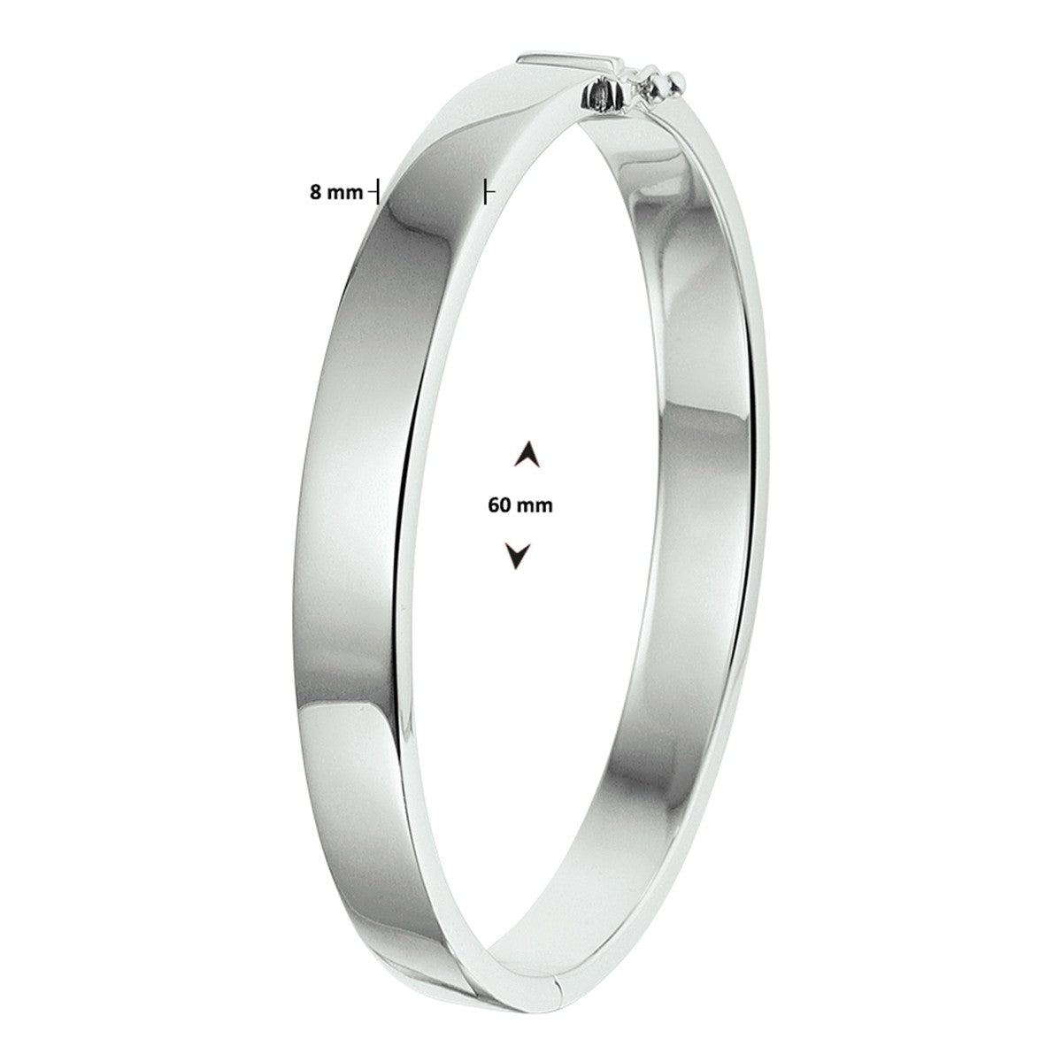 Zilver Gerhodineerd Bangle Scharnier Massief 8 mm 1326299 - PansiteNederland.nl