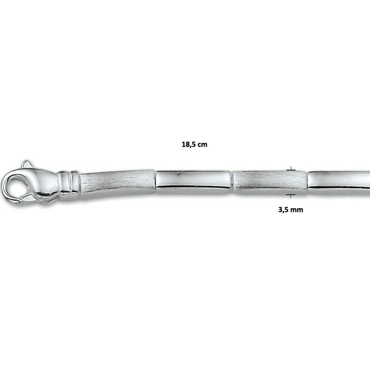 Zilver Gerhodineerd Armband Poli/Mat 3,5 mm 1326309 - PansiteNederland.nl