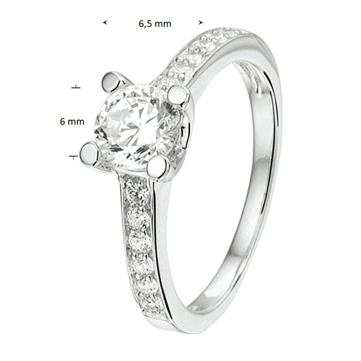 Gerhodineerd Zilver Ring Met Zirkonia 1328530 - PansiteNederland.nl