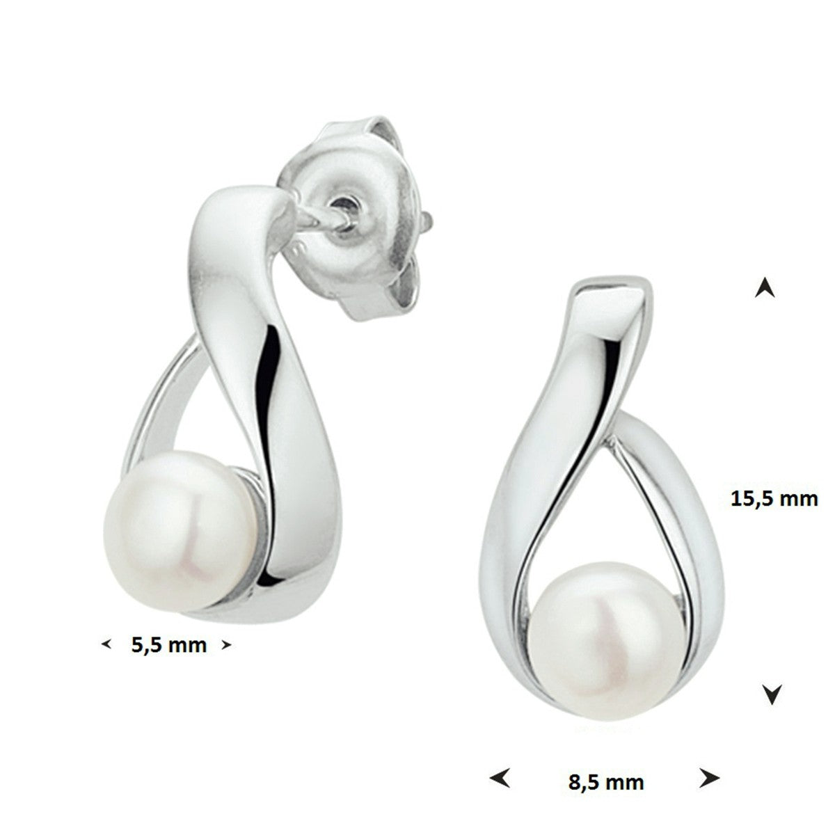 Zilver Gerhodineerd Oorknoppen Parel 1326619 - PansiteNederland.nl
