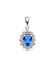 zilver gerhodineerd hanger zirkonia en synthetische saffier halo 1326685 - PansiteNederland.nl