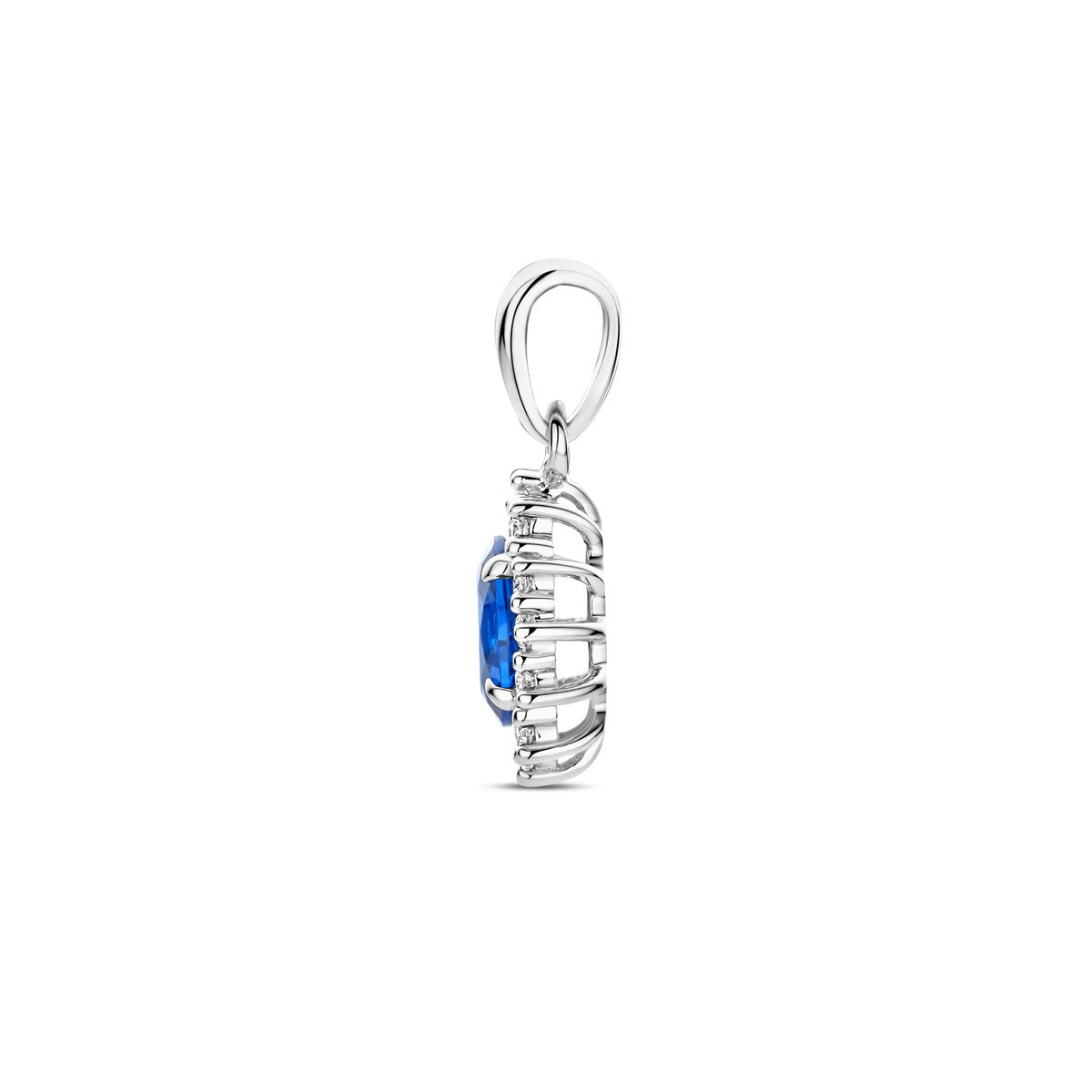 zilver gerhodineerd hanger zirkonia en synthetische saffier halo 1326685 - PansiteNederland.nl
