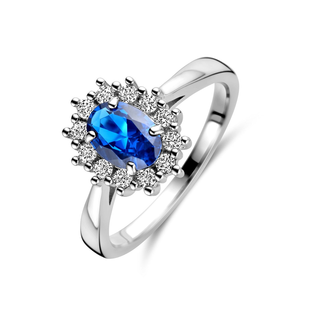 Gerhodineerd Zilver Ring Met Zirkonia En Synthetische Saffier 1328524 - PansiteNederland.nl
