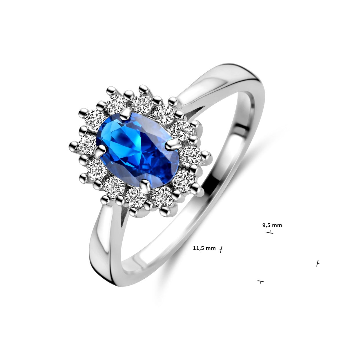 Gerhodineerd Zilver Ring Met Zirkonia En Synthetische Saffier 1328524 - PansiteNederland.nl