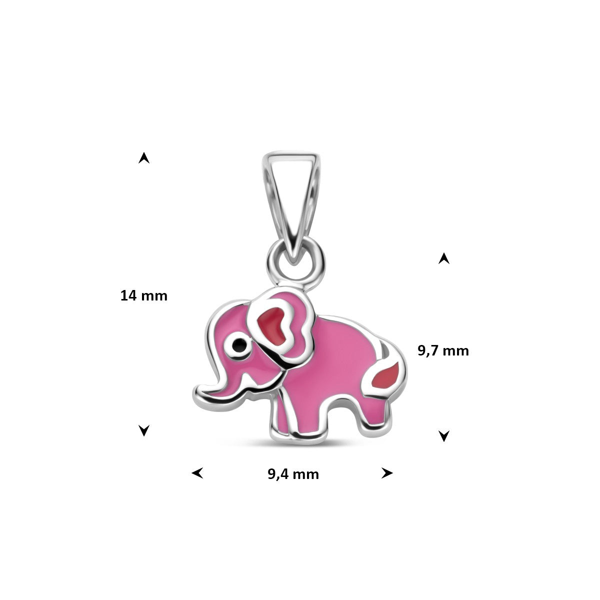 Hanger olifant emaille zilver