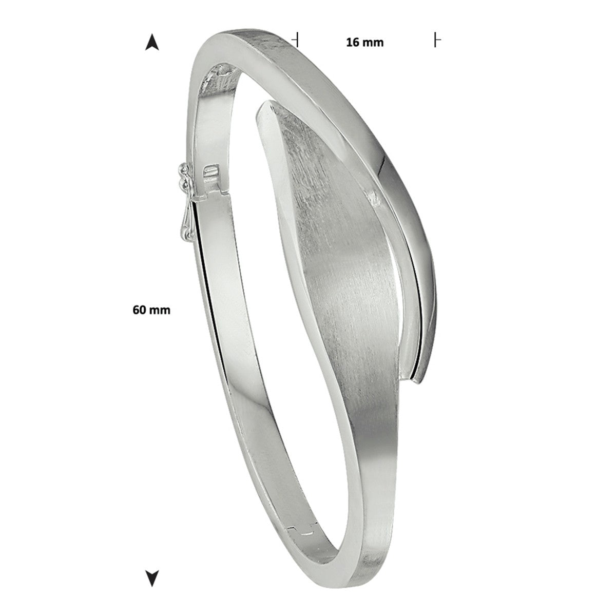 Zilver Gerhodineerd Bangle Scharnier Poli/Mat 16 X 60 Mm 1326879 - PansiteNederland.nl