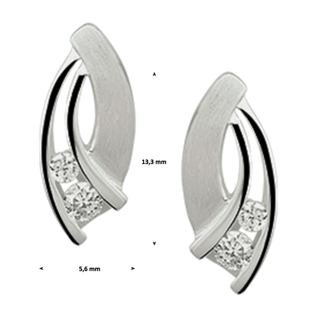Zilver Gerhodineerd Oorknoppen Zirkonia Poli/Mat 1326962 - PansiteNederland.nl