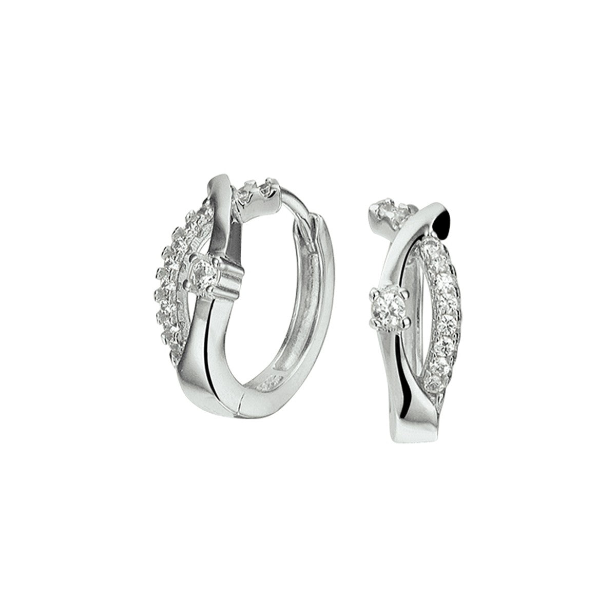 Zilver Gerhodineerd Klapoorringen Zirkonia 1326992 - PansiteNederland.nl
