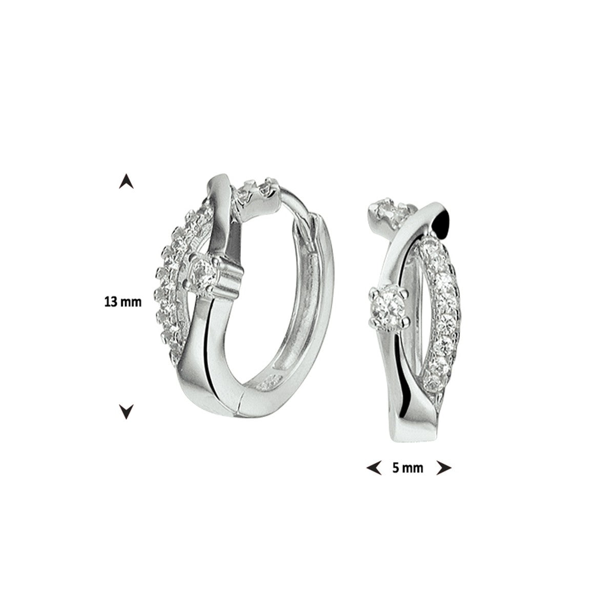 Zilver Gerhodineerd Klapoorringen Zirkonia 1326992 - PansiteNederland.nl