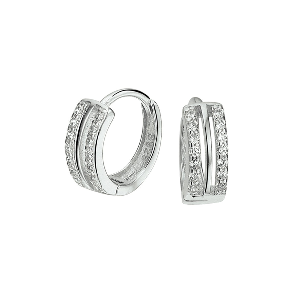 Zilver Gerhodineerd Klapoorringen Zirkonia 1326994 - PansiteNederland.nl