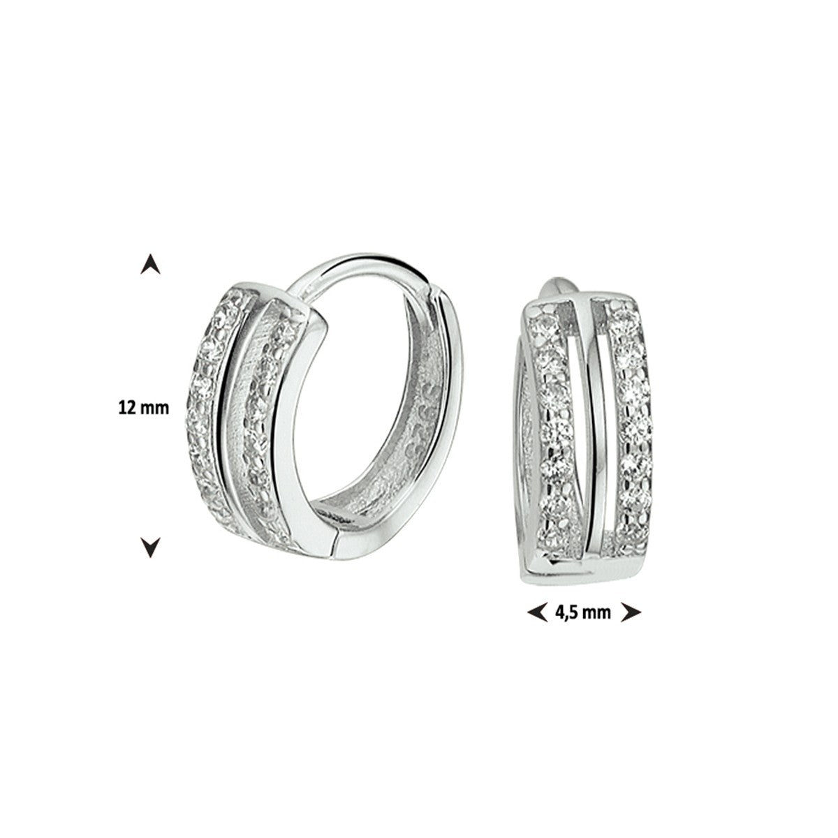 Zilver Gerhodineerd Klapoorringen Zirkonia 1326994 - PansiteNederland.nl