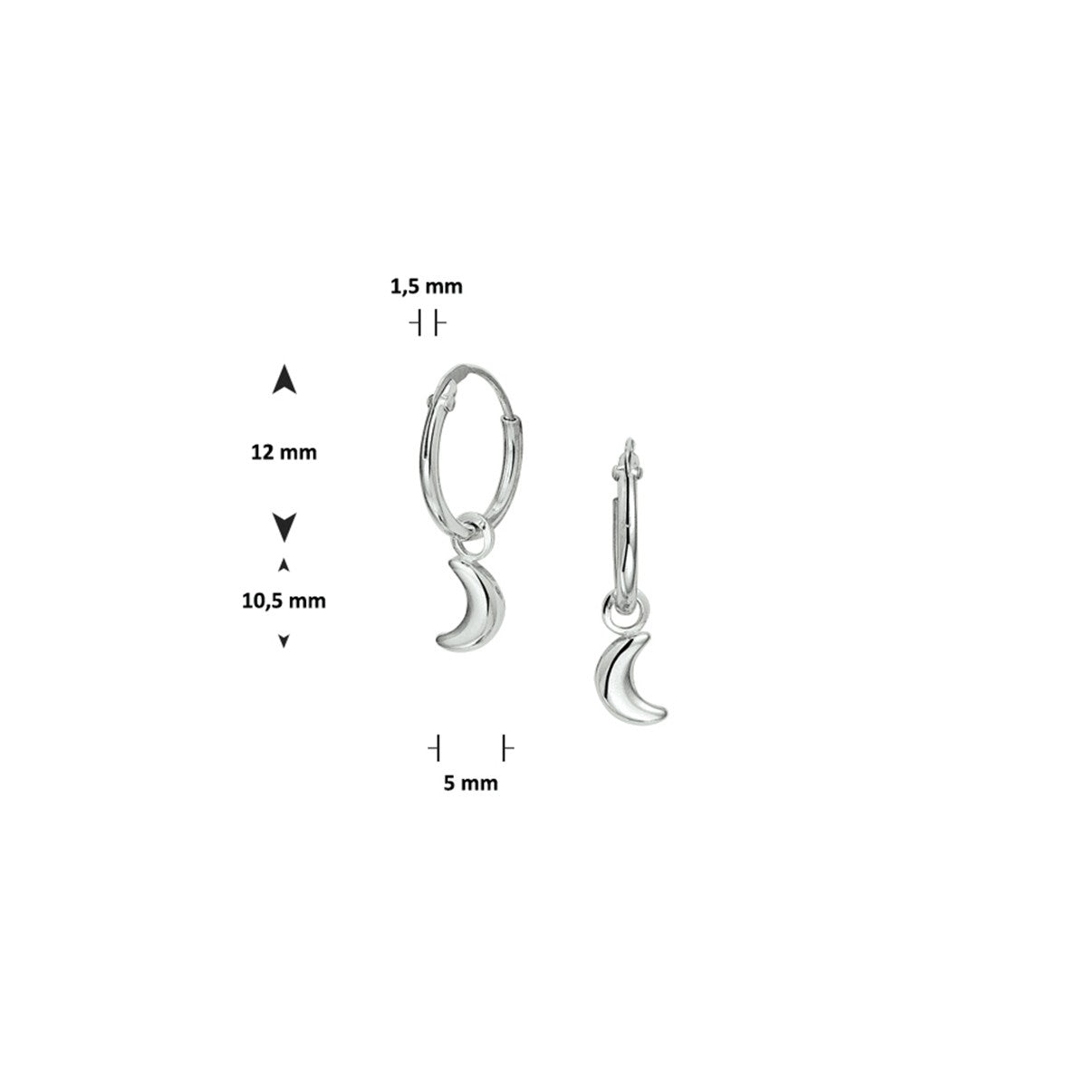 Zilver Gerhodineerd Oorringen Maan 1327067 - PansiteNederland.nl