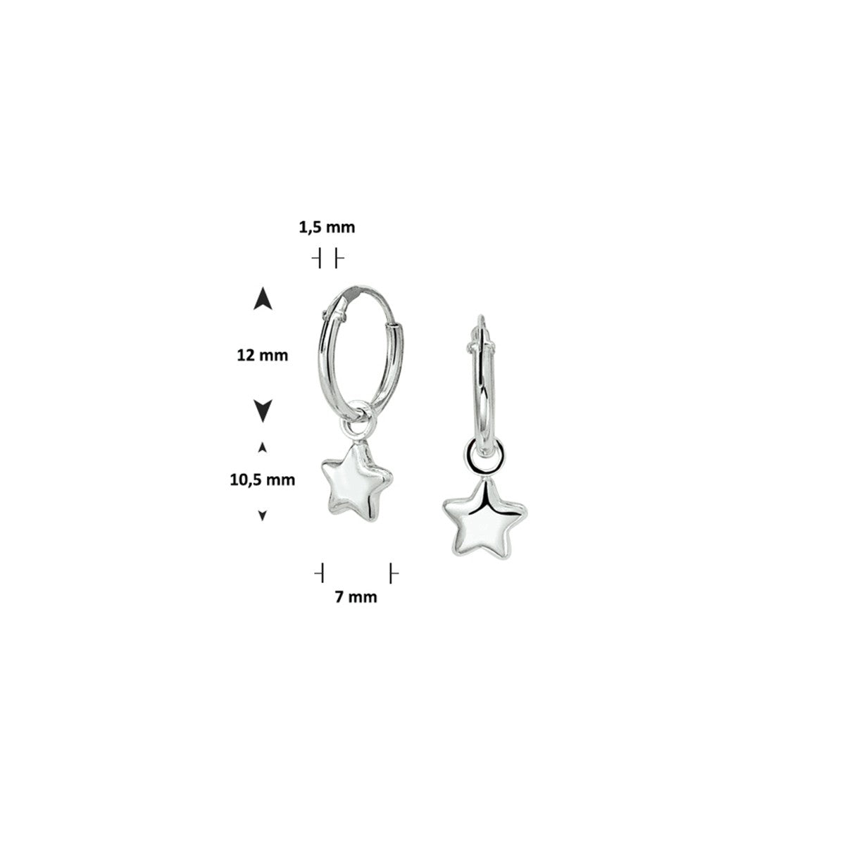Zilver Gerhodineerd Oorringen Ster 1327070 - PansiteNederland.nl