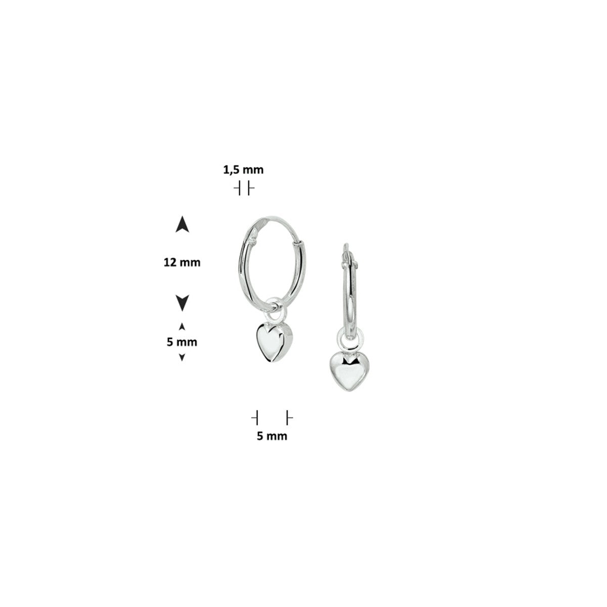 Zilver Gerhodineerd Oorringen Hart 1327073 - PansiteNederland.nl
