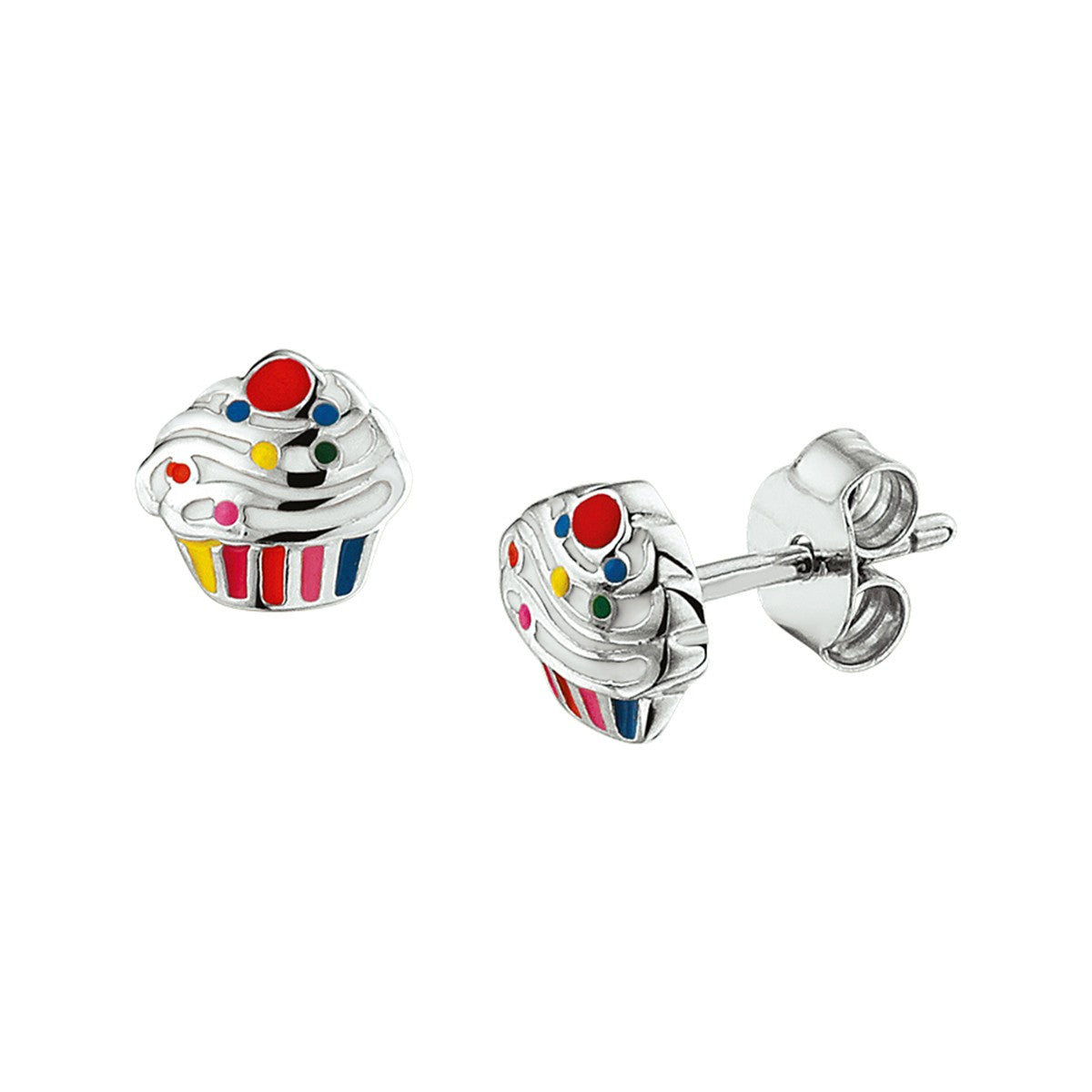 Zilver Gerhodineerd Oorknoppen Cupcake 1327197 - PansiteNederland.nl