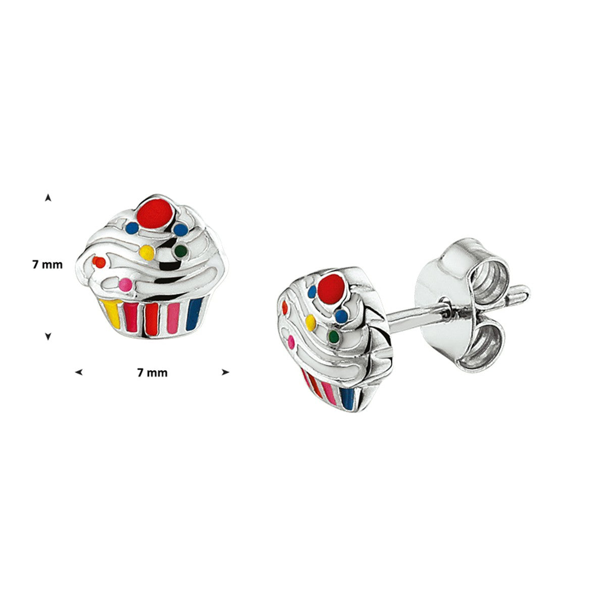 Zilver Gerhodineerd Oorknoppen Cupcake 1327197 - PansiteNederland.nl