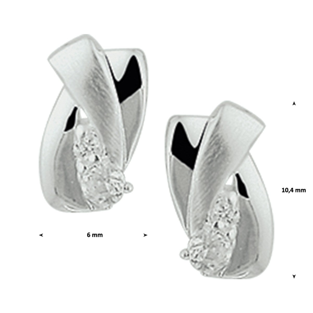 Zilver Gerhodineerd Oorknoppen Zirkonia Poli/Mat 1327297 - PansiteNederland.nl