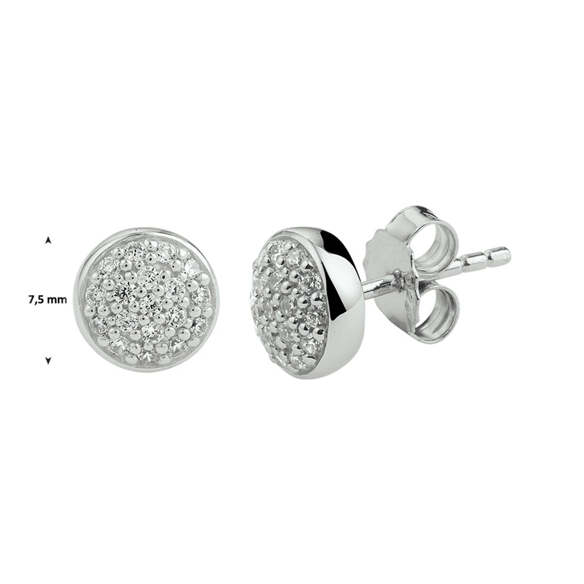 Zilver Gerhodineerd Oorknoppen Zirkonia 1327315 - PansiteNederland.nl