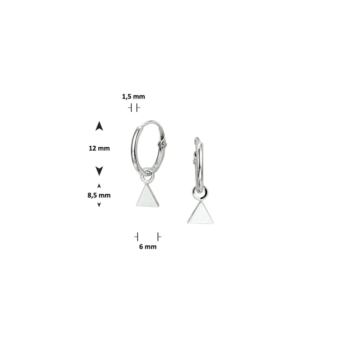 Zilver Gerhodineerd Oorringen Driehoek 1327324 - PansiteNederland.nl