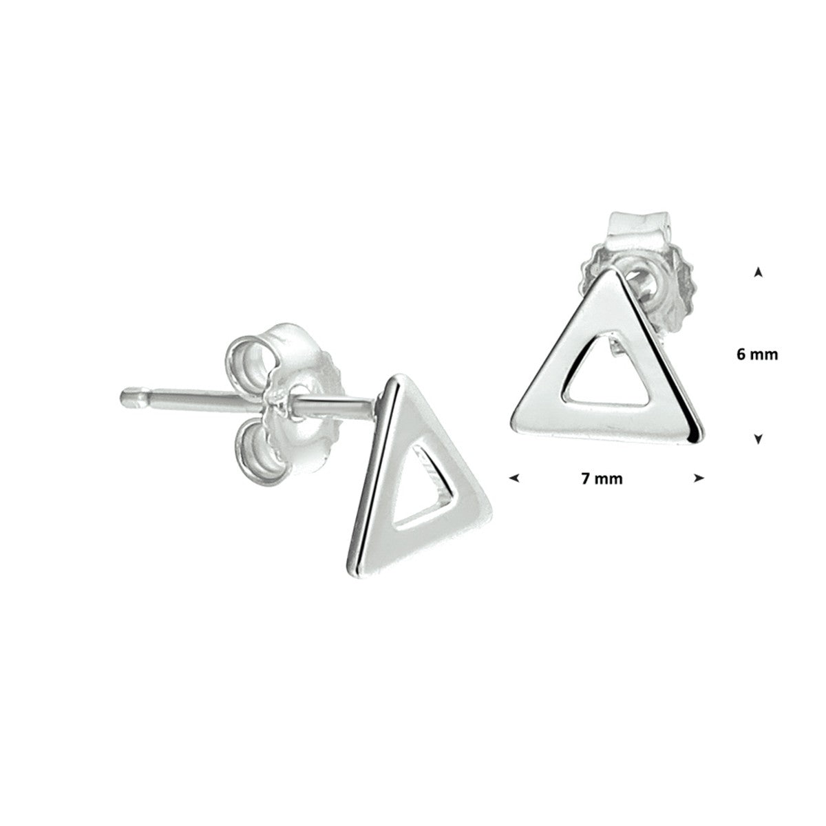 Zilver Gerhodineerd Oorknoppen Driehoek 1327329 - PansiteNederland.nl