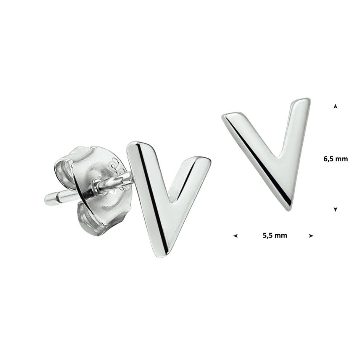 Zilver Gerhodineerd Oorknoppen V 1327340 - PansiteNederland.nl