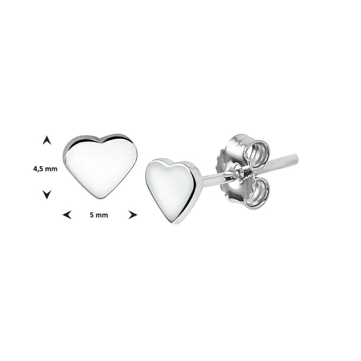 Zilver Gerhodineerd Oorknoppen Hart 1327344 - PansiteNederland.nl