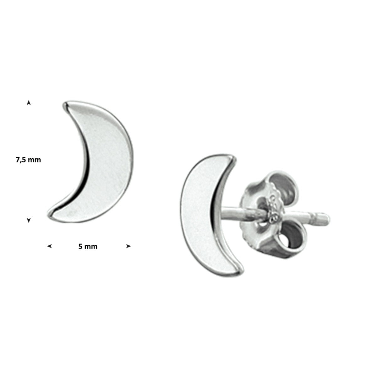 Zilver Gerhodineerd Oorknoppen Maan 1327349 - PansiteNederland.nl
