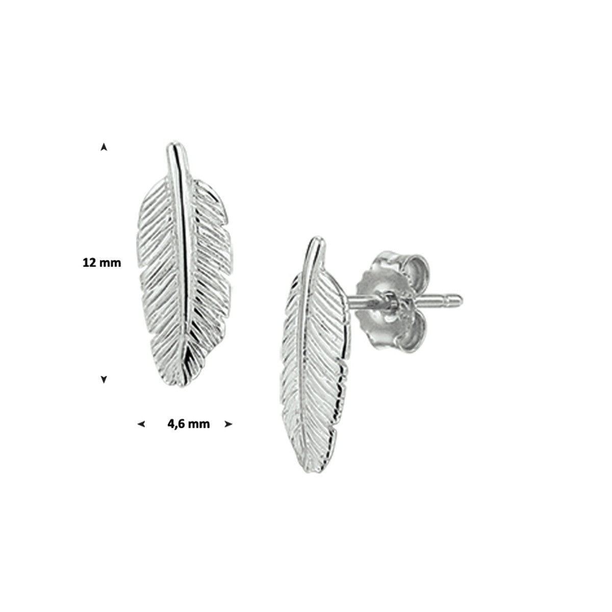 Zilver Gerhodineerd Oorknoppen Veer 1327351 - PansiteNederland.nl