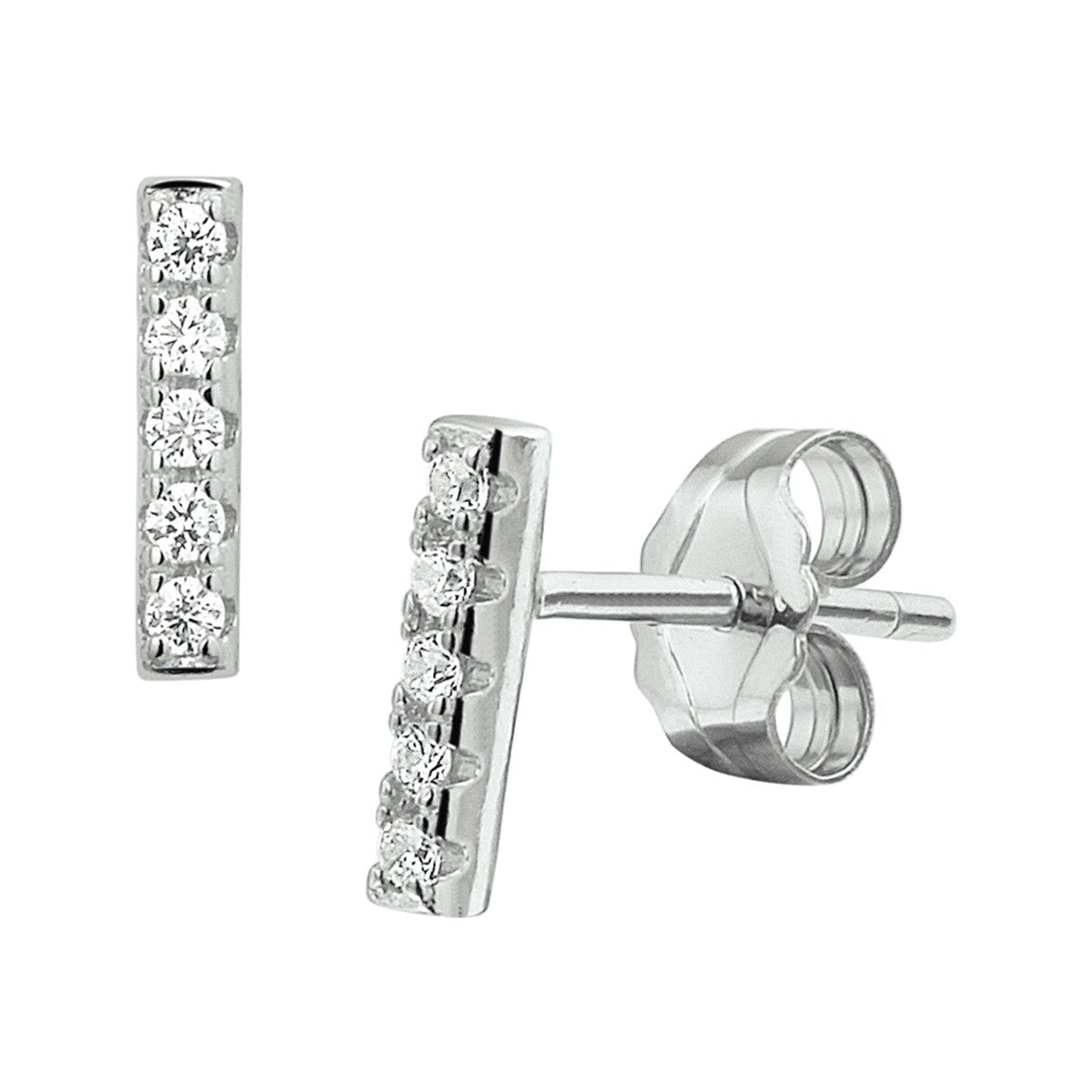 Zilver Gerhodineerd Oorknoppen Balkje Zirkonia 1327358 - PansiteNederland.nl
