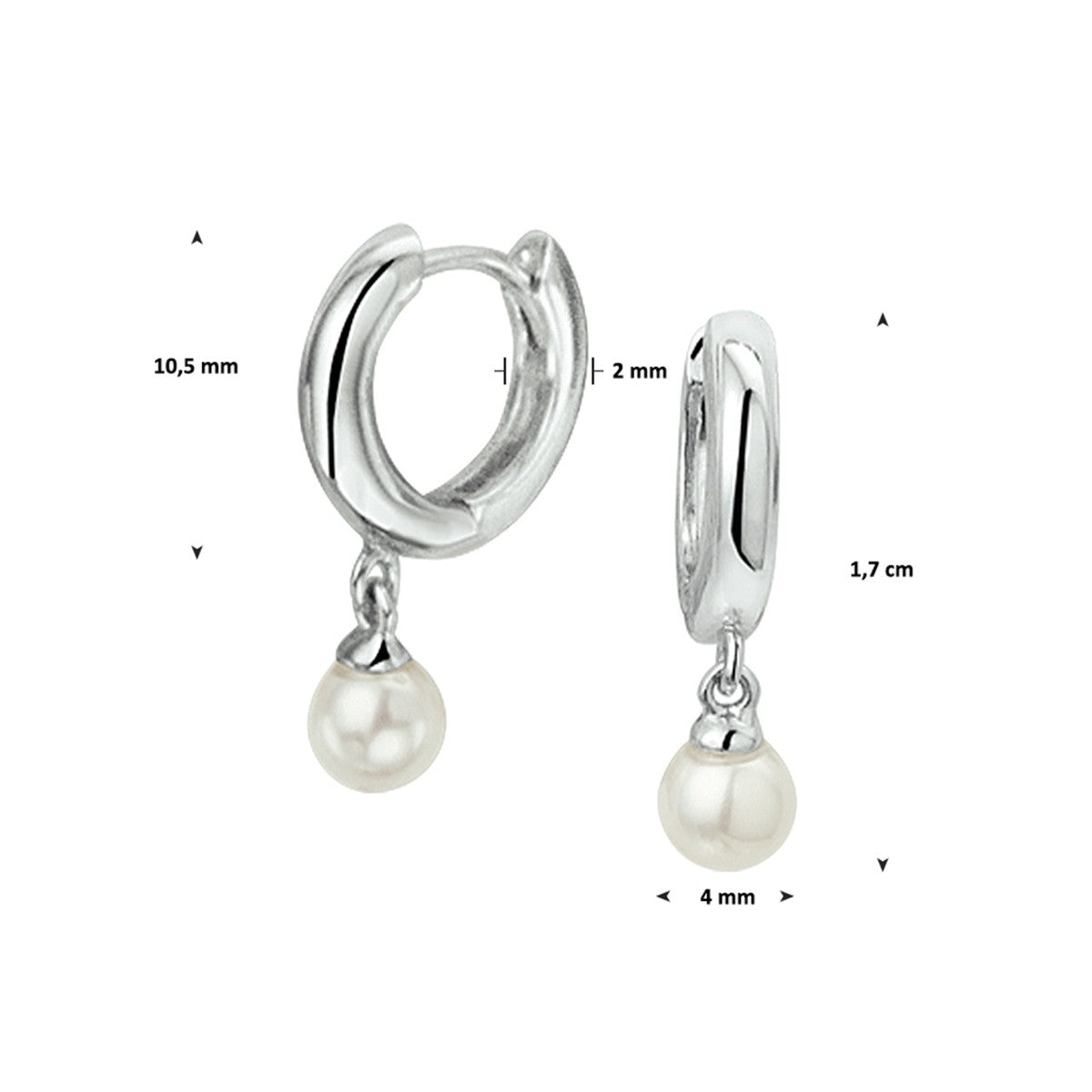 Zilver Gerhodineerd Klapoorringen Synth. Parel 1327424 - PansiteNederland.nl