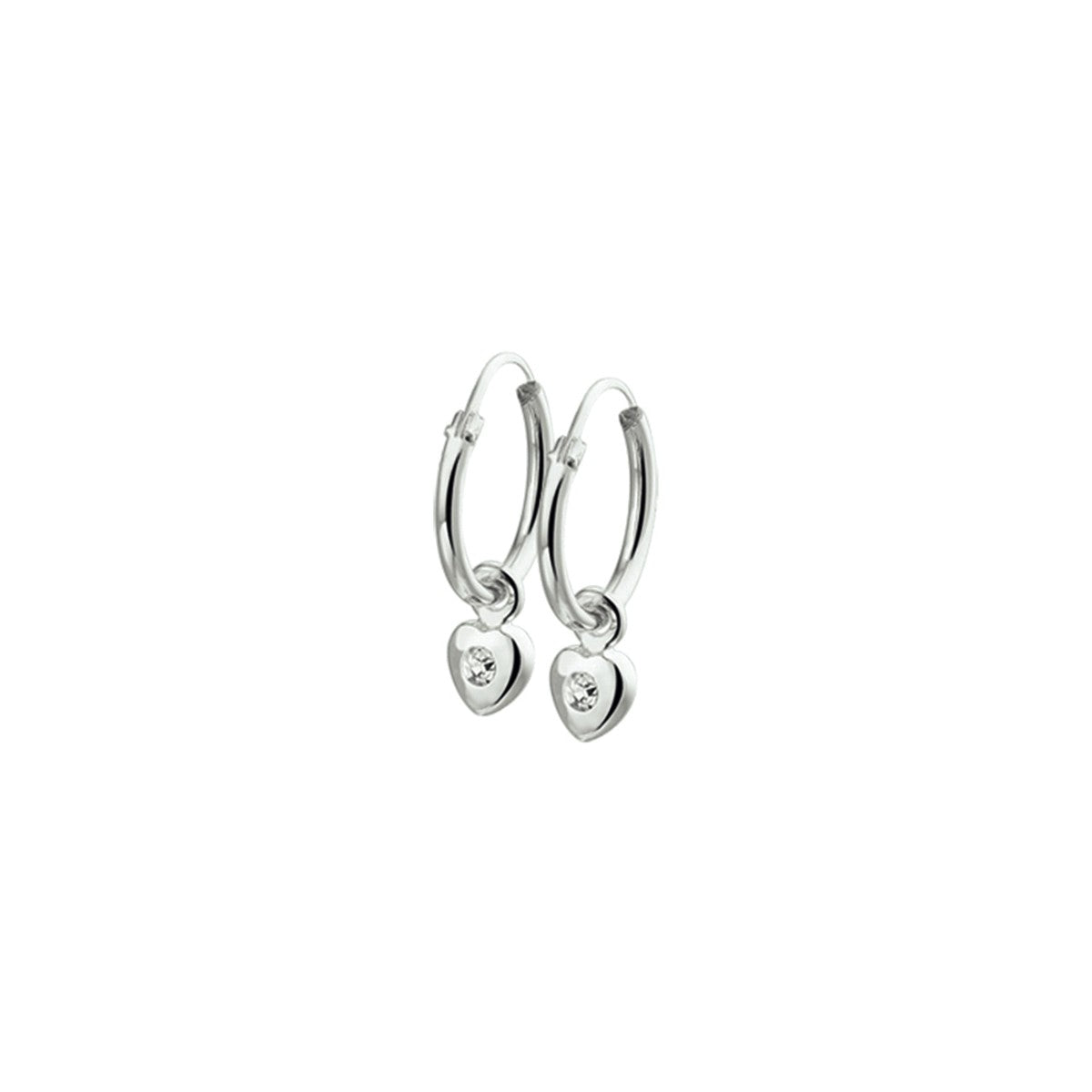 Zilver Gerhodineerd Oorringen met hangers Hart Strass 1327436 - PansiteNederland.nl