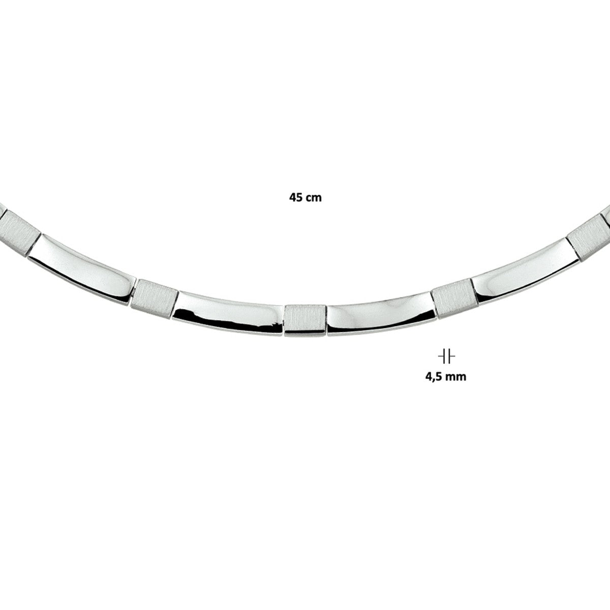 zilver gerhodineerd collier poli/mat 4,5 mm 45 cm 1327777 - PansiteNederland.nl