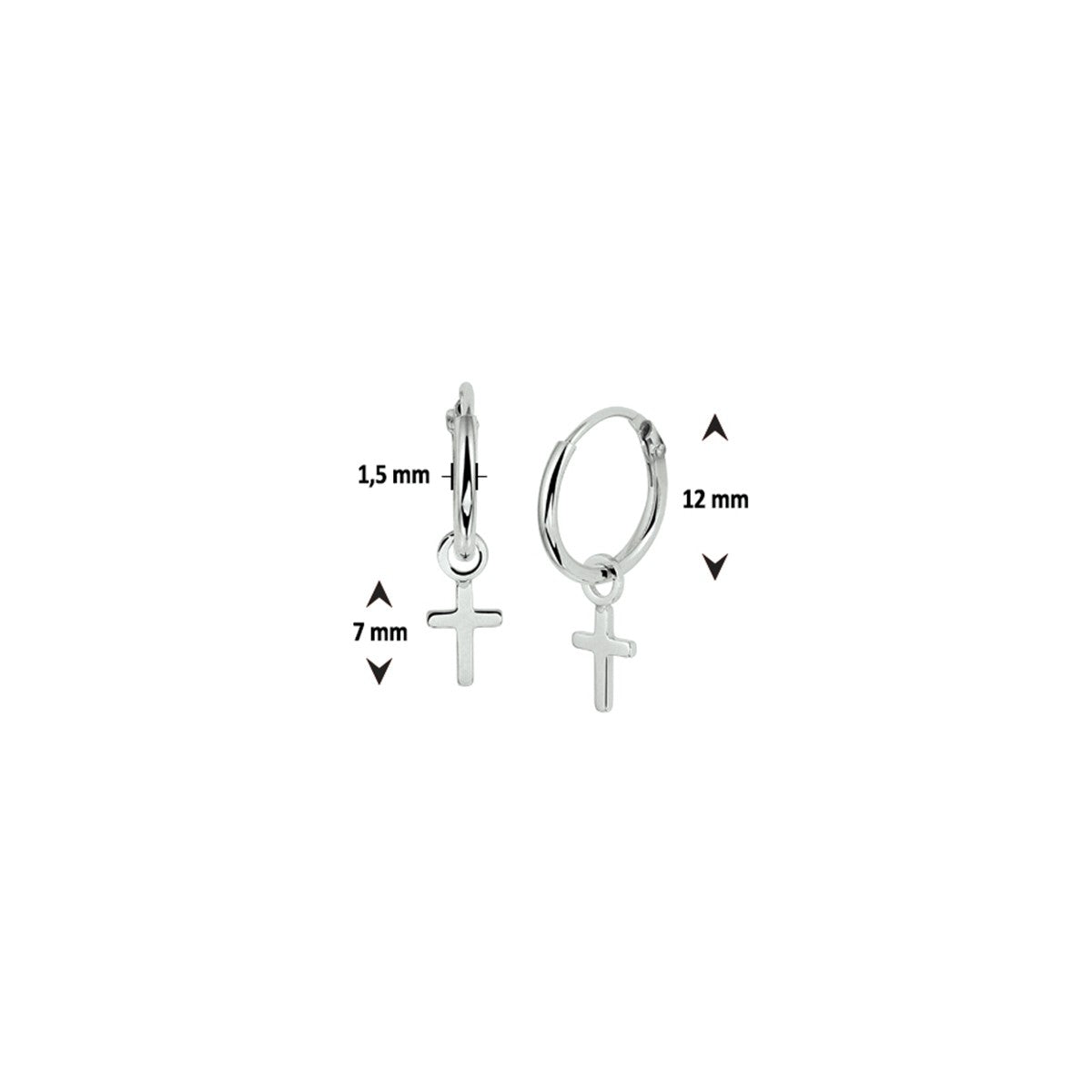 Zilver Gerhodineerd Oorringen Kruis 1327917 - PansiteNederland.nl