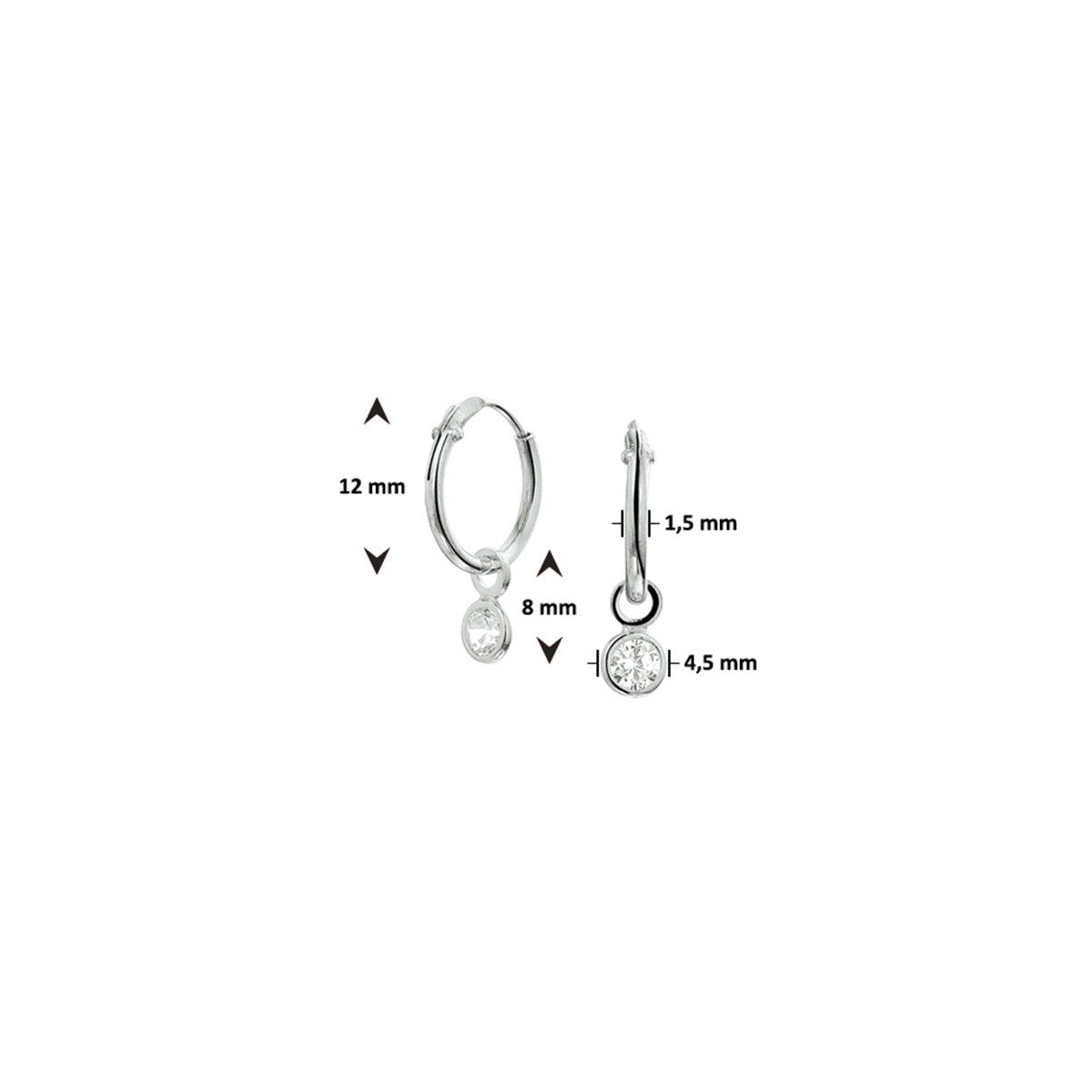 Zilver Gerhodineerd Oorhangers Zirkonia 1327924 - PansiteNederland.nl