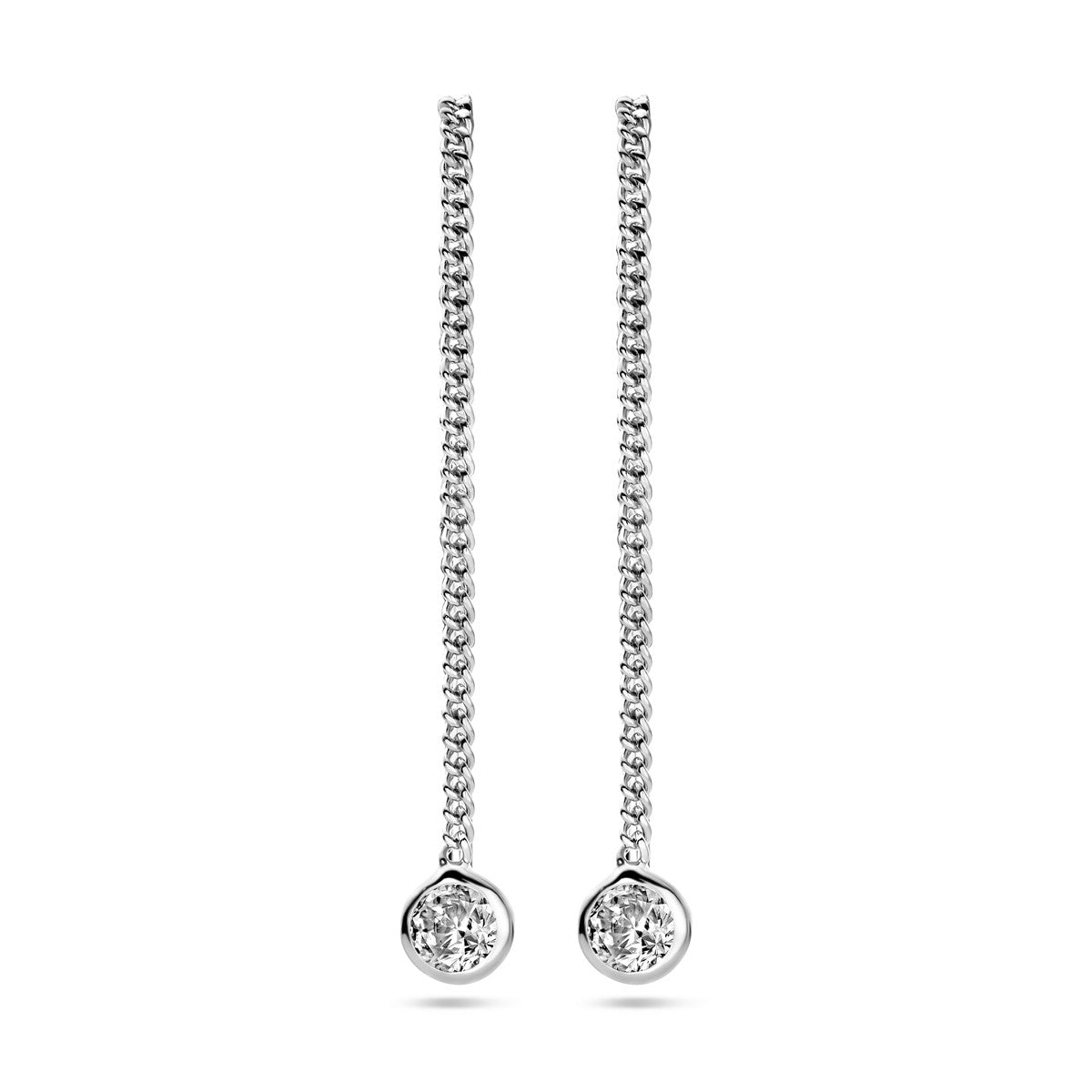 Zilver Gerhodineerd Doortrekoorbellen Zirkonia 1327927 - PansiteNederland.nl