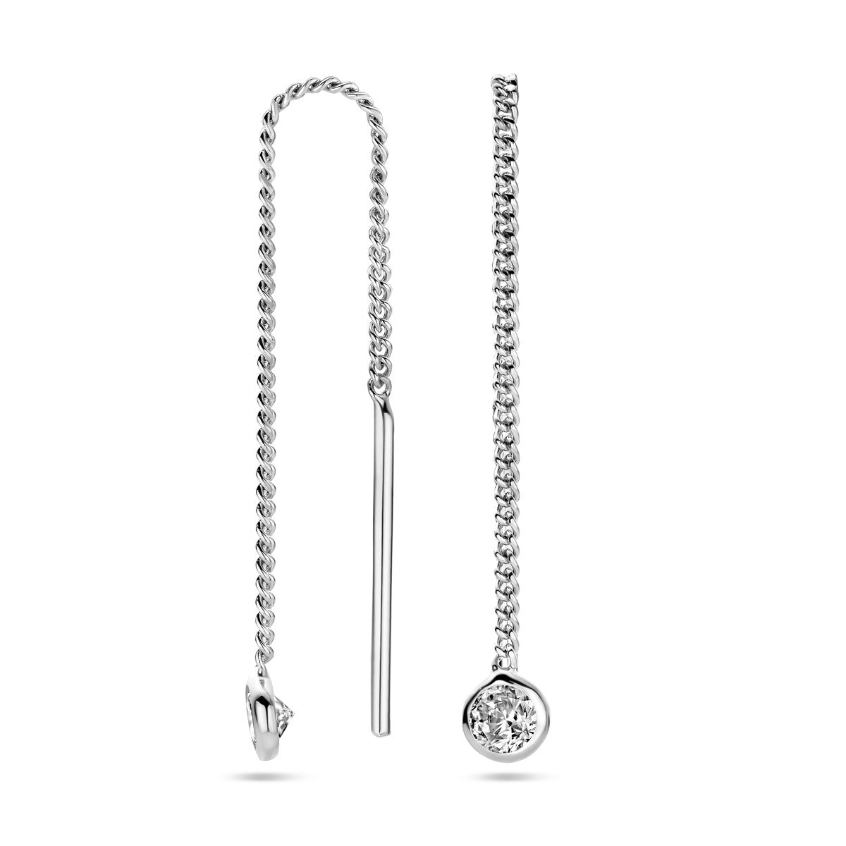 Zilver Gerhodineerd Doortrekoorbellen Zirkonia 1327927 - PansiteNederland.nl