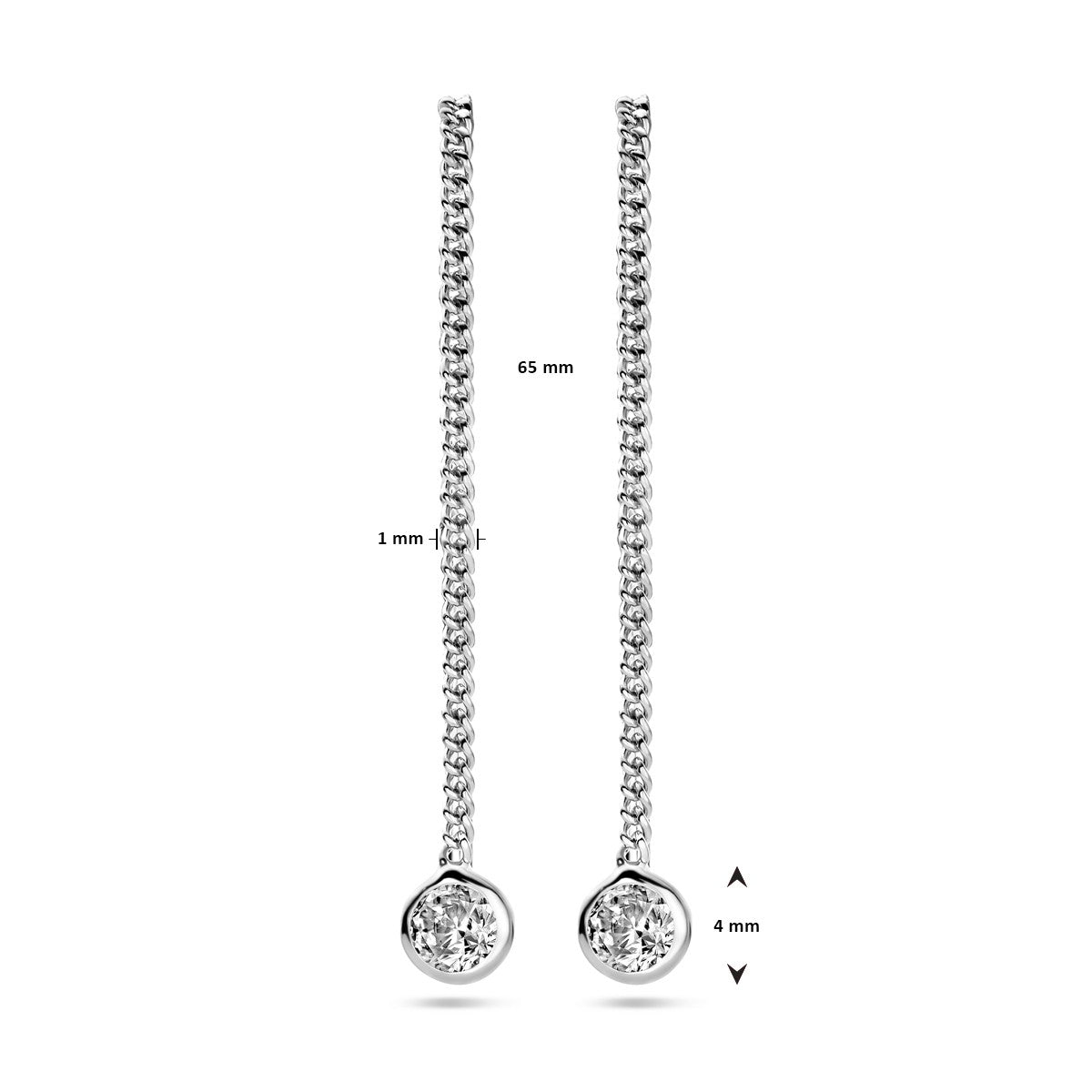 Zilver Gerhodineerd Doortrekoorbellen Zirkonia 1327927 - PansiteNederland.nl