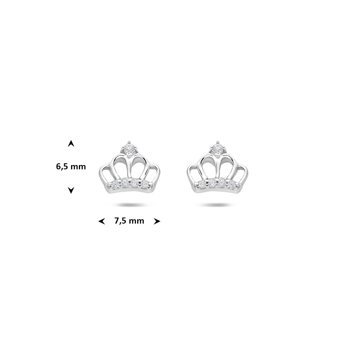 Oorbellen kroon zirkonia zilver