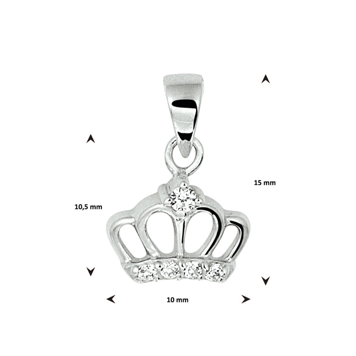 zilver gerhodineerd hanger kroon zirkonia 1328197 - PansiteNederland.nl