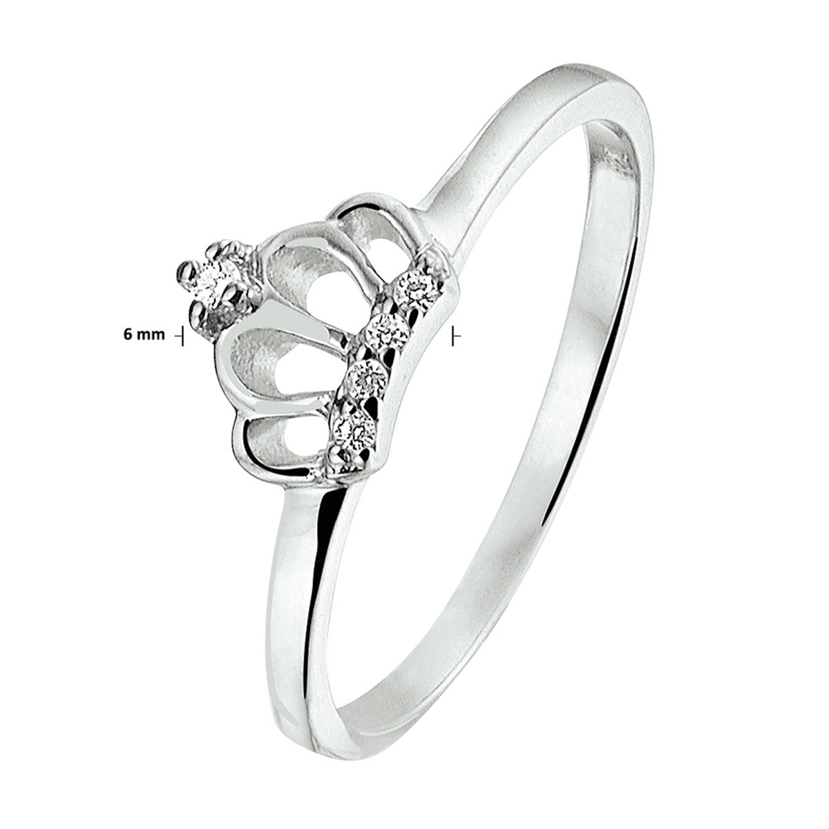 Gerhodineerd Zilver Ring Kroon Met Zirkonia 1328198 - PansiteNederland.nl