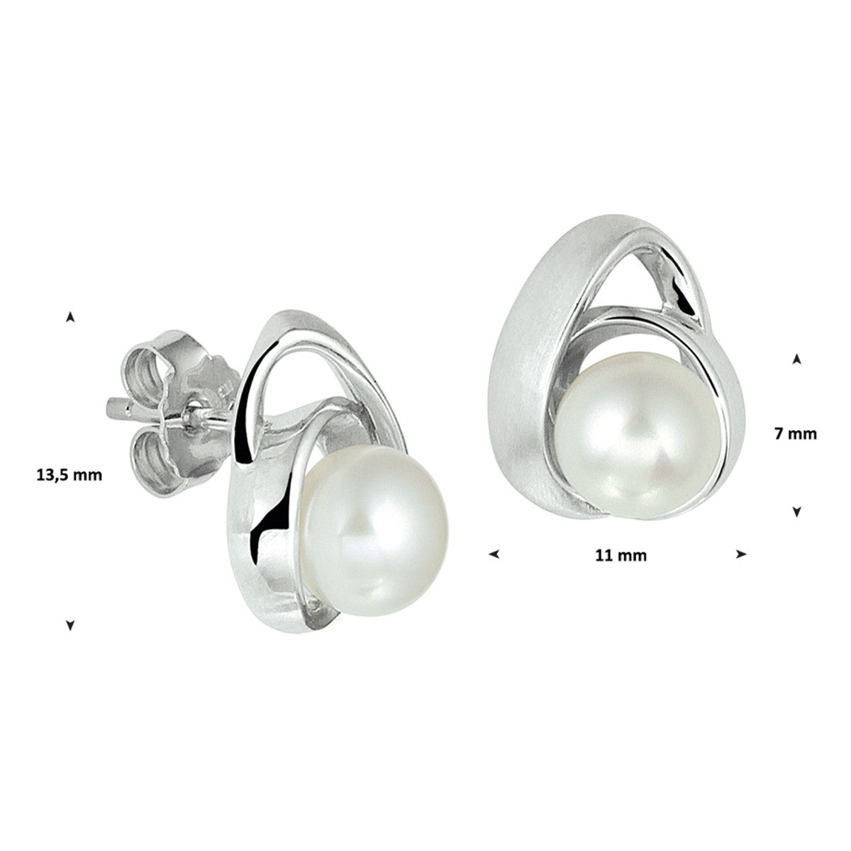 Zilver Gerhodineerd Oorknoppen Parel 1328204 - PansiteNederland.nl